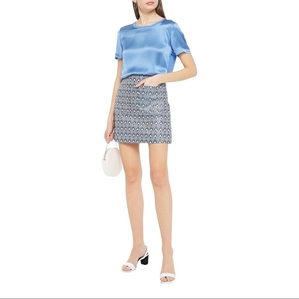 Maje Jako Metallic Jacquard Mini Skirt In Blue